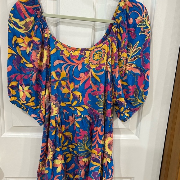 Terra & Sky top multicolor puffed sleeve feminine tiered baby doll easy fit 1X - Picture 3 of 6